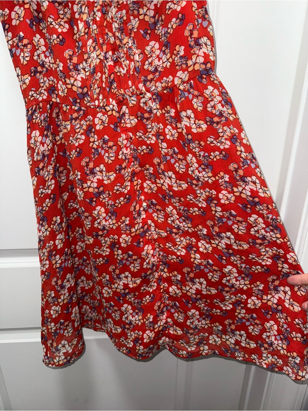ELLE Red Floral Ruffle Mini Dress - Picture 3 of 8